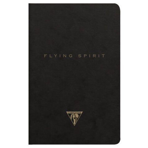 Flying Spirit Black carnet piqûre textile 9x14cm 96p ligné motifs assortis papier ivoire 90g - Noir