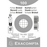 Paquet 100 fiches sous film - bristol quadrillé 5x5 non perforé 74x105mm - Blanc