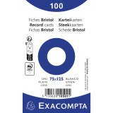 Paquet 100 fiches sous film - bristol uni non perforé - 75x125mm - Blanc