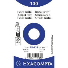 Pk100 Exa Rec Card 7.5x12.5cm Plain Wht - White