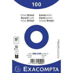 Paquet 100 fiches sous film - bristol uni non perforé 100x150mm - Blanc