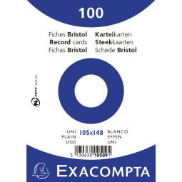 Confezione 100 cartoncini bristol formato sotto film senza righe non perforati 105x148mm - Bianco