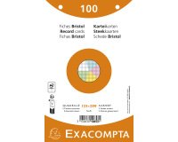 Fiche bristol 125 x 200 mm quadrillée 5 x 5 coloris assortis perforée Exacompta - Boîte de 100