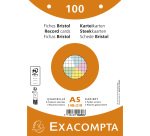 Fiche bristol 148 x 210 mm quadrillée 5 x 5 coloris assortis perforée Exacompta - Boîte de 100