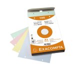 Fiche bristol 148 x 210 mm quadrillée 5 x 5 coloris assortis perforée Exacompta - Boîte de 100