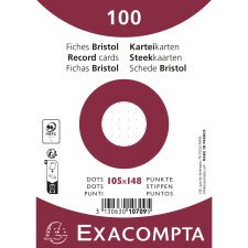 Paquet 100 fiches sous film - bristol dots non perforé - 105x148mm - Blanc