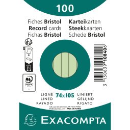 Pk100 Exa Rec Card 7.5x10.5cm Lined Blue - Green