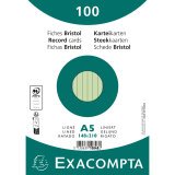 Pk100 Exa Rec Card 14.8x21cm Lined Blue - Green