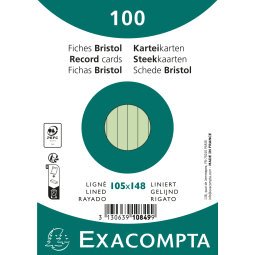 Fichas de cartulina bristol 205 g/m2 - Rayado - 105x148 mm - Verde