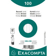 Pk 100 Exa Rec Cards 10x15cm Lined White - White