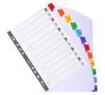 Intercalaire A4 carte blanche 12 onglets numériques - 1 jeu