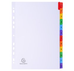Tabbladen karton 160g - versterkte gekleurde tabs + inbdexblad - 12 tabs - A4 - Wit