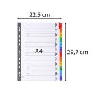 Intercalaire A4 carte blanche 12 onglets numériques - 1 jeu