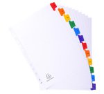 Intercalaire A4 carte bristol blanc Exacompta 12 onglets mensuels multicolores - 1 jeu