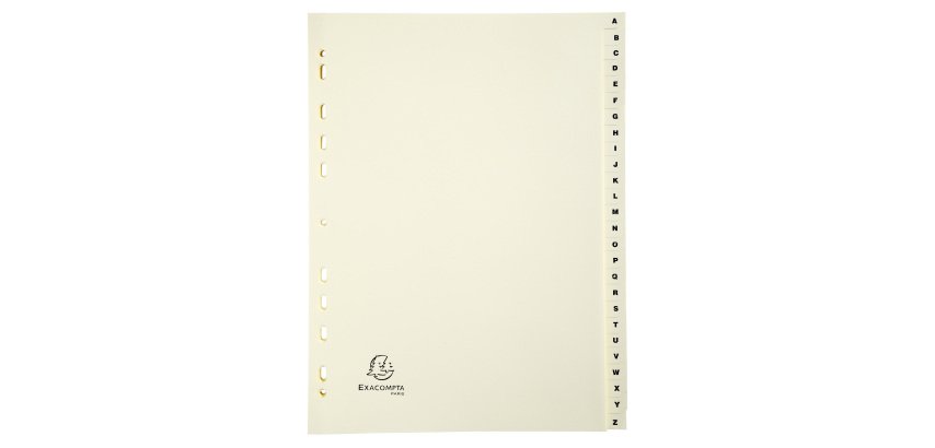 Intercalaire A4 carte lustrée Exacompta 26 onglets alphabétiques ivoire - 1 jeu