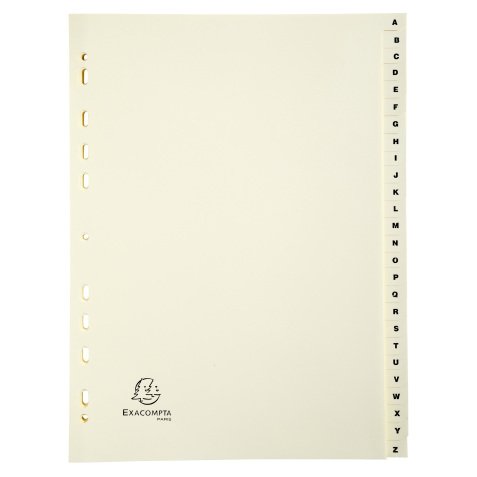 Intercalaire A4 carte lustrée Exacompta 26 onglets alphabétiques ivoire - 1 jeu