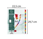 Intercalaire A4 carte bristol blanche Exacompta 31 positions numériques multicolores - 1 jeu