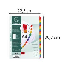 Tabbladen karton 160g - geplastificeerde, gekleurde tabs - 31 tabs - 1 tot 31 - A4 - Wit