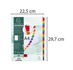 Intercalaire A4 carte bristol blanche Exacompta 31 positions numériques multicolores - 1 jeu