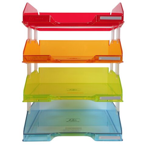 Pack 4 letter tray COMBO harlequin gl tr - Assorted colours