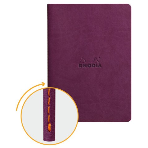 Rhodiarama piqûre textile A5 64p dot papier ivoire 90g - Violet