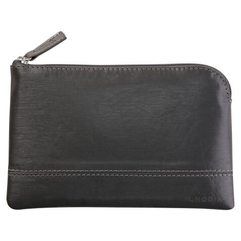 Rhodiarama pochette zippée en simili cuir - taille S (11x17 cm) - Titane