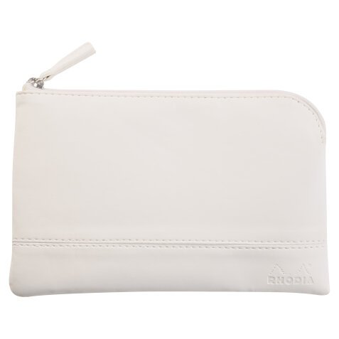 Rhodiarama pochette zippée en simili cuir - taille S (11x17 cm) - Blanc