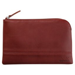 Rhodiarama pochette zippée en simili cuir - taille S (11x17 cm) - Lie de vin