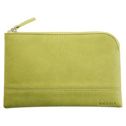 Rhodiarama pochette zippée en simili cuir - taille S (11x17 cm) - Anis