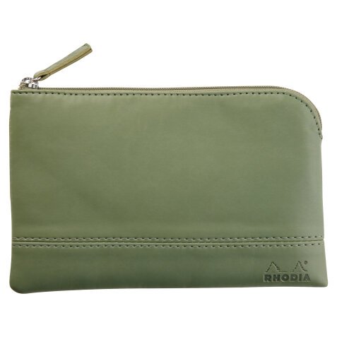 Rhodiarama pochette zippée en simili cuir - taille S (11x17 cm) - Sauge