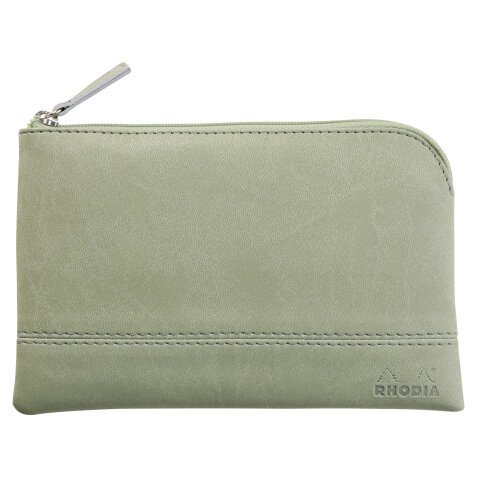 Rhodiarama pochette zippée en simili cuir - taille S (11x17 cm) - Céladon