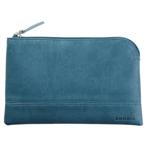 Rhodiarama pochette zippée en simili cuir - taille S (11x17 cm) - Paon