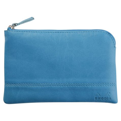 Rhodiarama pochette zippée en simili cuir - taille S (11x17 cm) - Turquoise