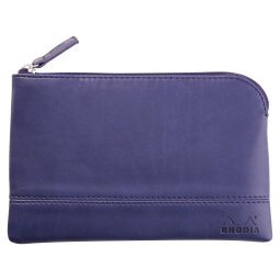 Rhodiarama pochette zippée en simili cuir - taille S (11x17 cm) - Bleu nuit