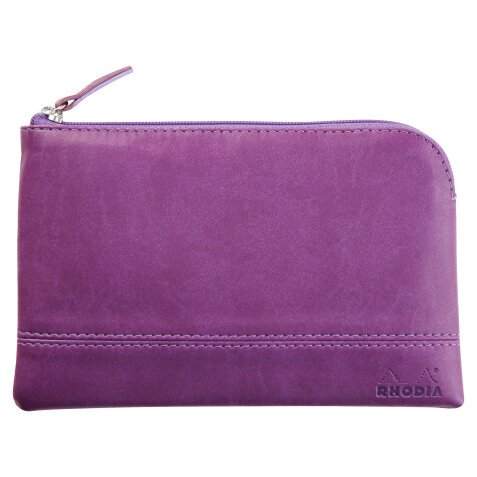 Rhodiarama pochette zippée en simili cuir - taille S (11x17 cm) - Violet