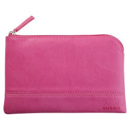 Rhodiarama pochette zippée en simili cuir - taille S (11x17 cm) - Fuchsia