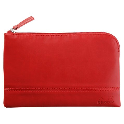 Rhodiarama pochette zippée en simili cuir - taille S (11x17 cm) - Coquelicot