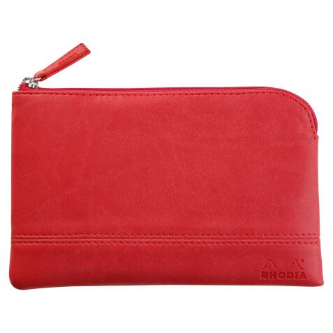 Rhodiarama pochette zippée en simili cuir - taille S (11x17 cm) - Corail