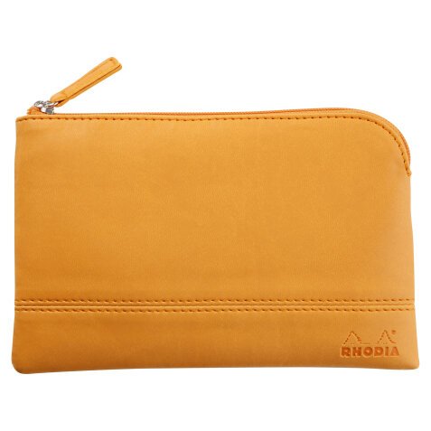 Rhodiarama pochette zippée en simili cuir - taille S (11x17 cm) - Orange