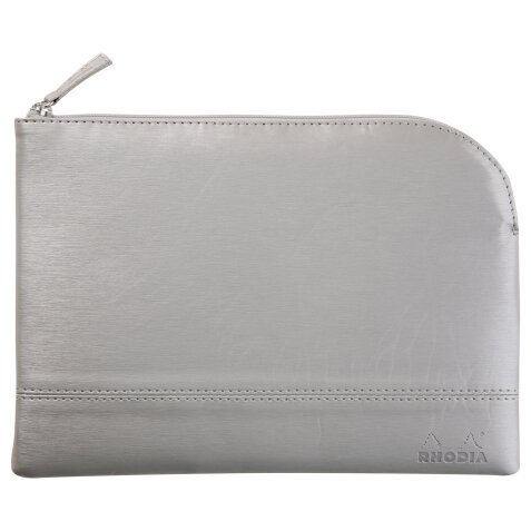 Rhodiarama pochette zippée en simili cuir - taille M (16x22 cm) - Argent