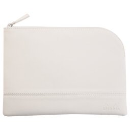 Rhodiarama pochette zippée en simili cuir - taille M (16x22 cm) - Blanc