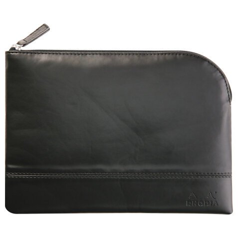 Rhodiarama pochette zippée en simili cuir - taille M (16x22 cm) - Noir