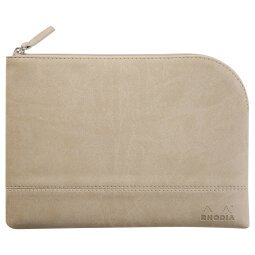 Rhodiarama pochette zippée en simili cuir - taille M (16x22 cm) - Beige