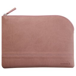 Rhodiarama pochette zippée en simili cuir - taille M (16x22 cm) - Bois de rose