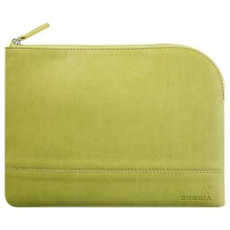 Rhodiarama pochette zippée en simili cuir - taille M (16x22 cm) - Anis