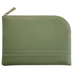 Rhodiarama pochette zippée en simili cuir - taille M (16x22 cm) - Sauge