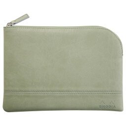 Rhodiarama pochette zippée en simili cuir - taille M (16x22 cm) - Céladon