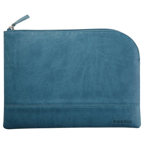 Rhodiarama pochette zippée en simili cuir - taille M (16x22 cm) - Paon