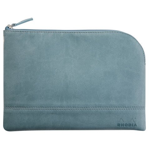 Rhodiarama pochette zippée en simili cuir - taille M (16x22 cm) - Eau