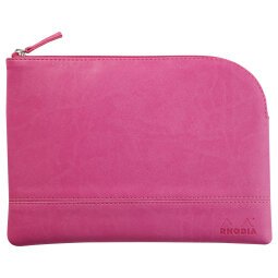 Rhodiarama pochette zippée en simili cuir - taille M (16x22 cm) - Fuchsia